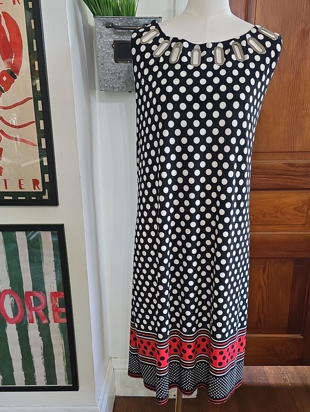 Haani Black and White Polka Dot Dress 2x Plus